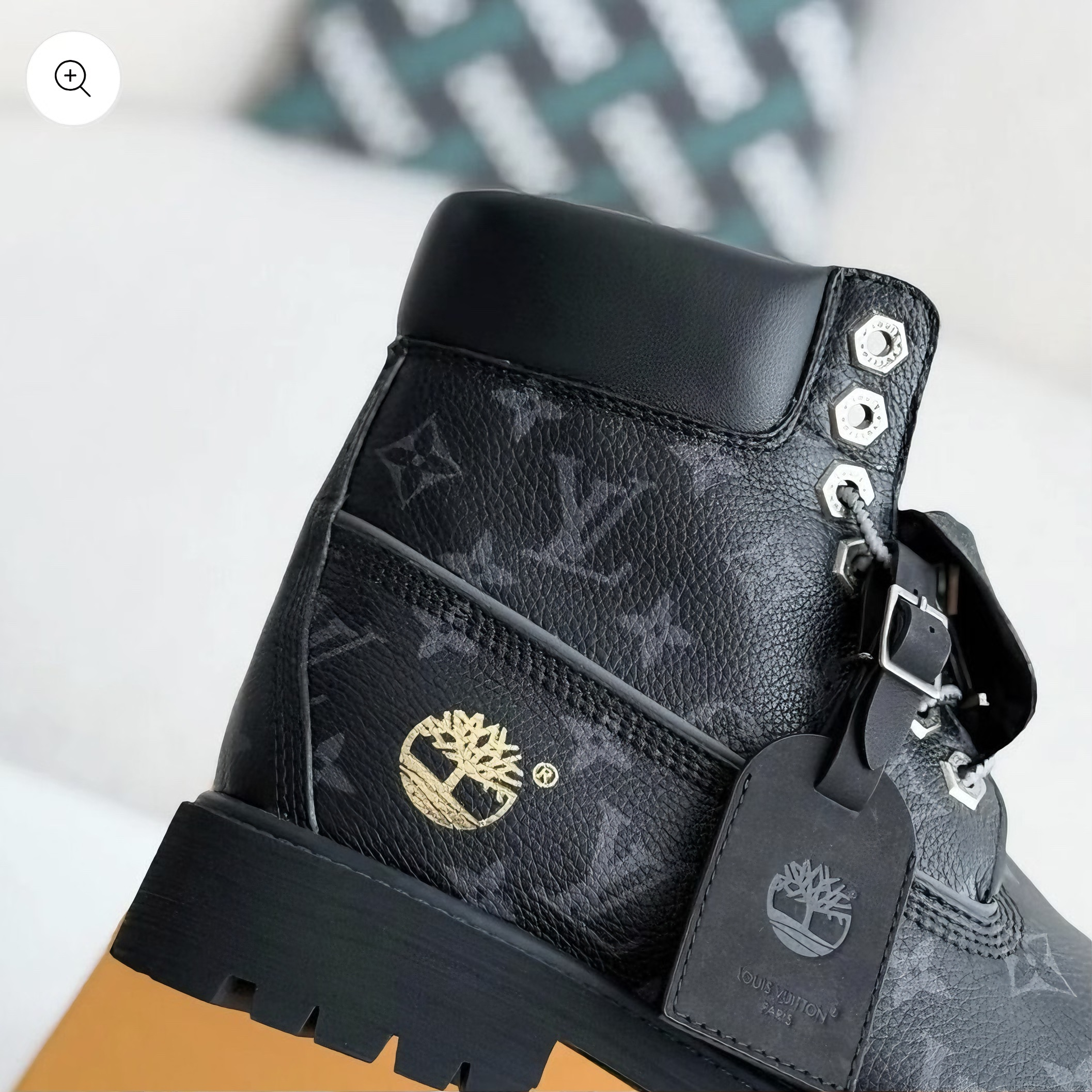 Black Textured High-Top Men's Work Boots