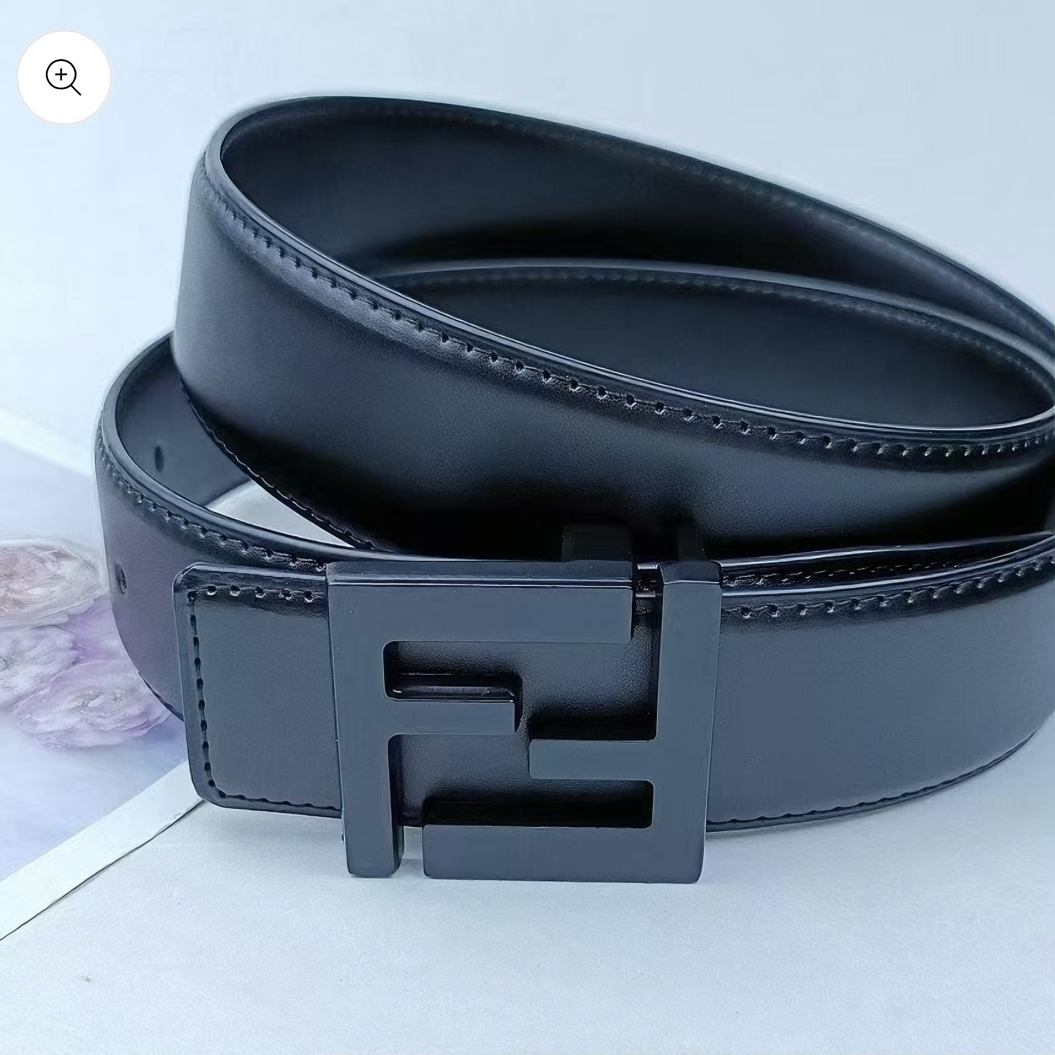 Sleek Metal Buckle Men's Belt, Black Leather Daily Versatile Waist Strap