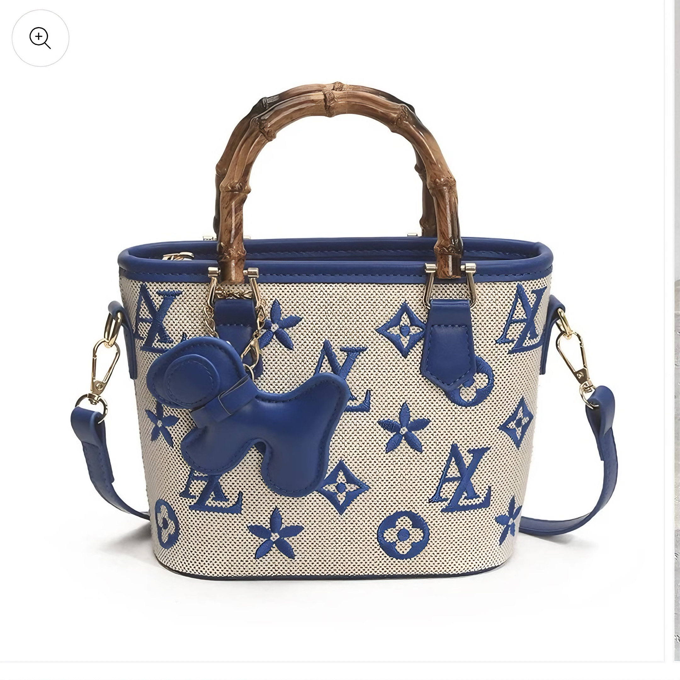 Retro Pattern Handbag with Bamboo Handle – Minimalist Crossbody Tote (Multiple Colors)