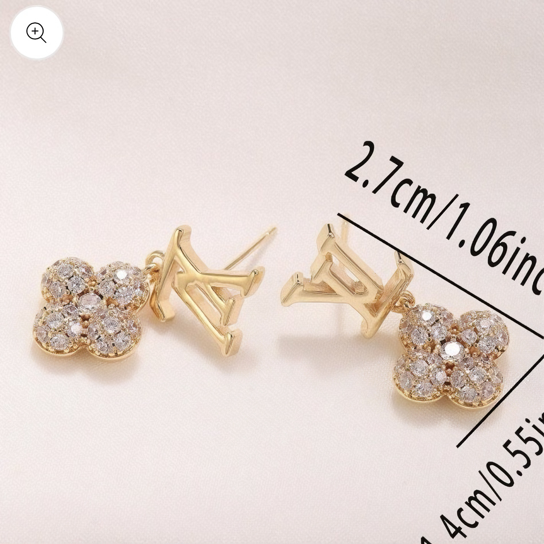 Diamond Clover Stud Earrings – Minimalist Sparkle Pendant Design (Gold & Silver)