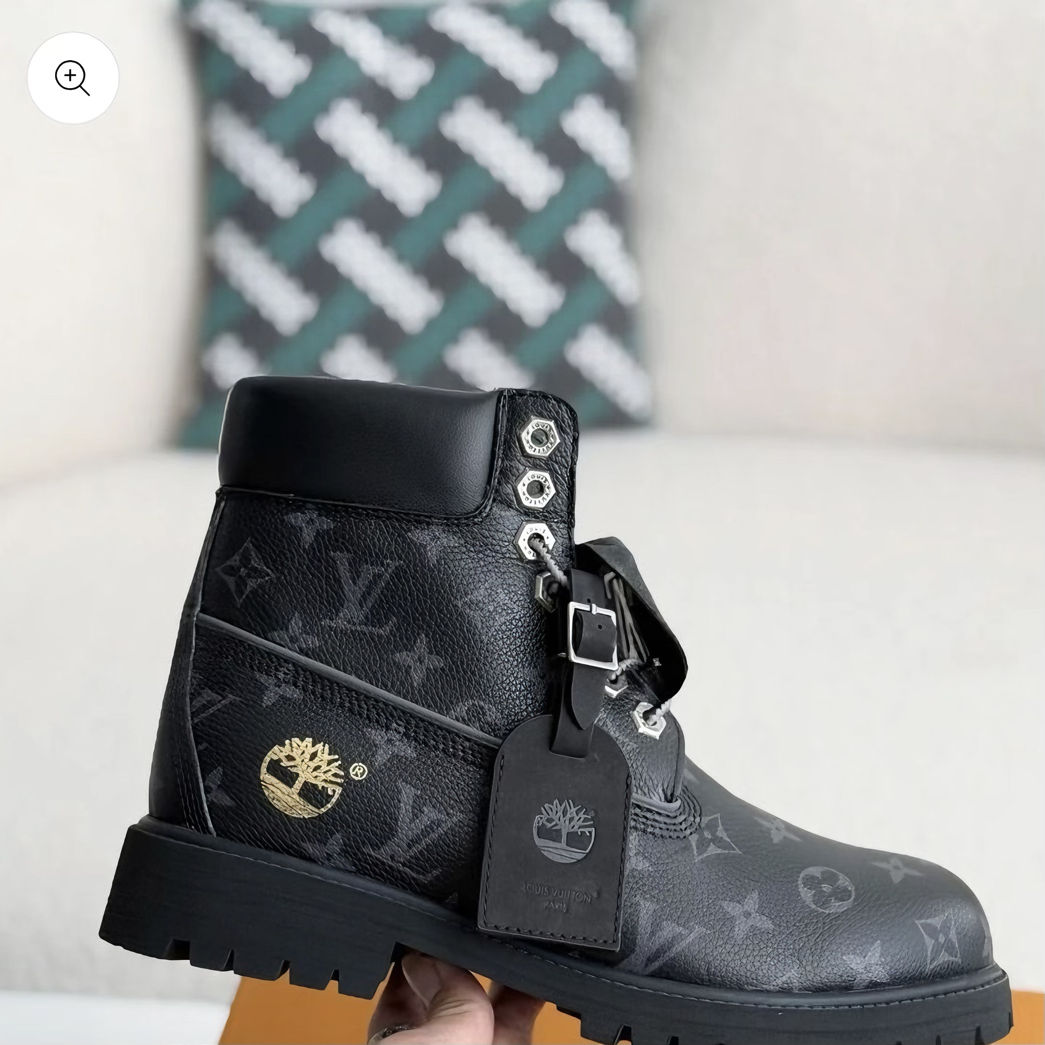 Black Textured High-Top Men's Work Boots