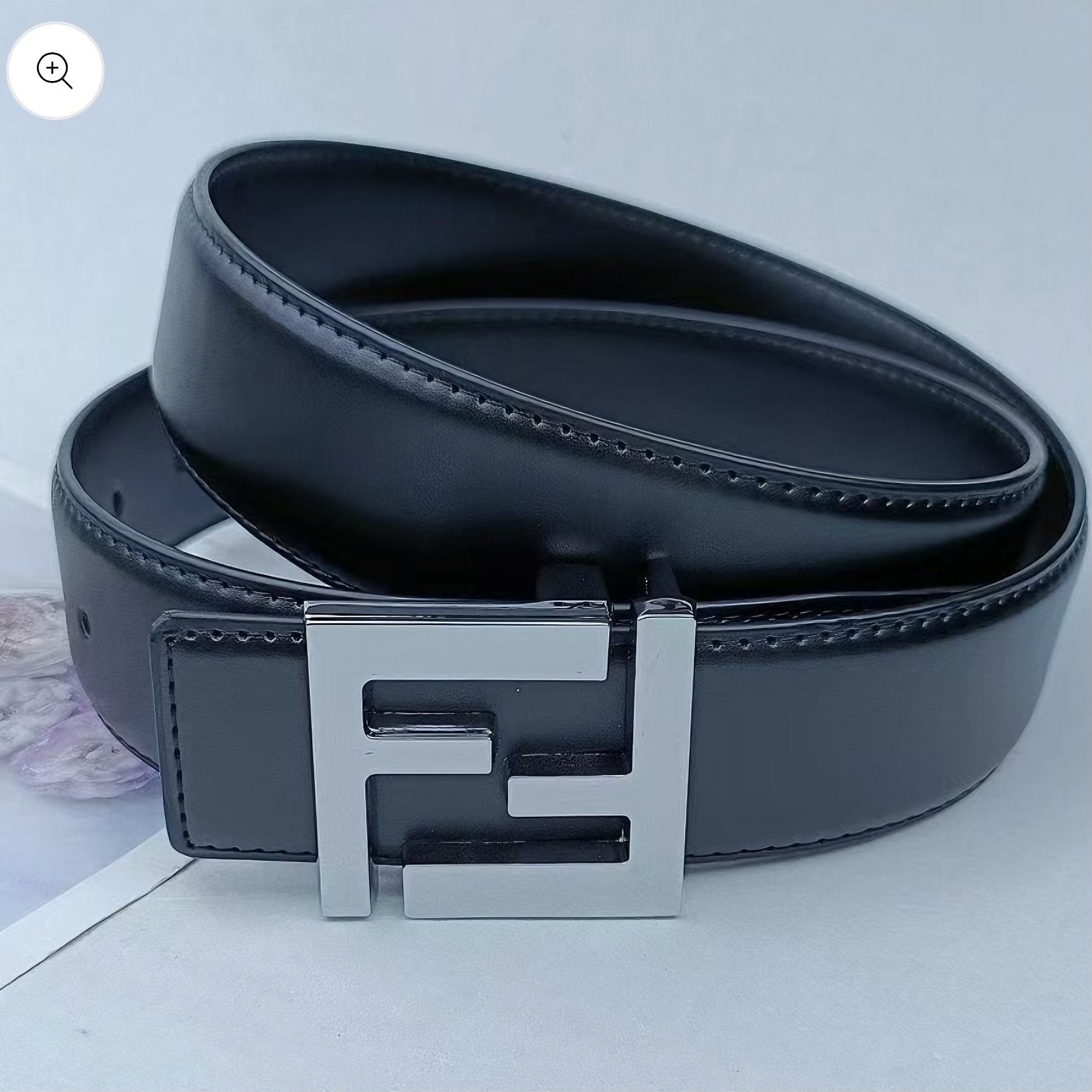 Sleek Metal Buckle Men's Belt, Black Leather Daily Versatile Waist Strap