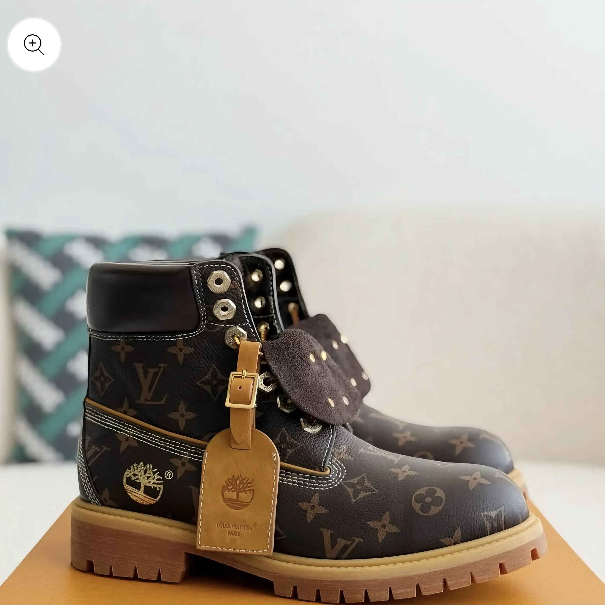 Brown Jacquard High-Top Work Boots – Premium Utility Style