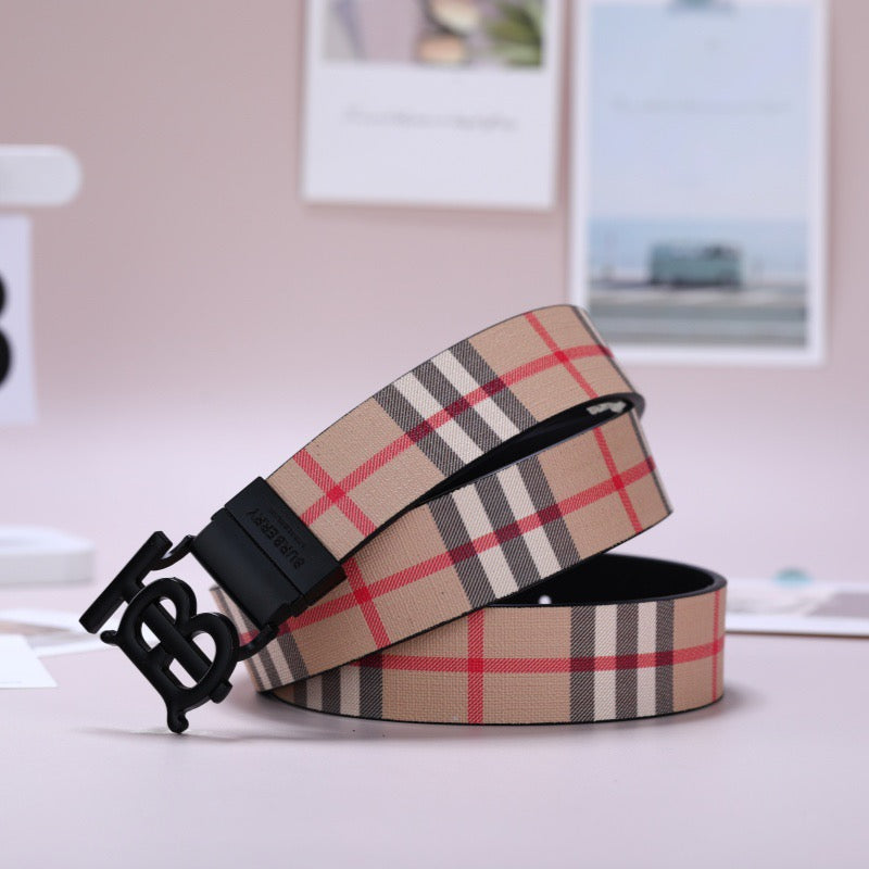 Men’s Textured Plaid Belt with Metal Buckle – Stylish Everyday Accessory