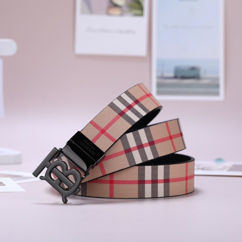 Men’s Textured Plaid Belt with Metal Buckle – Stylish Everyday Accessory