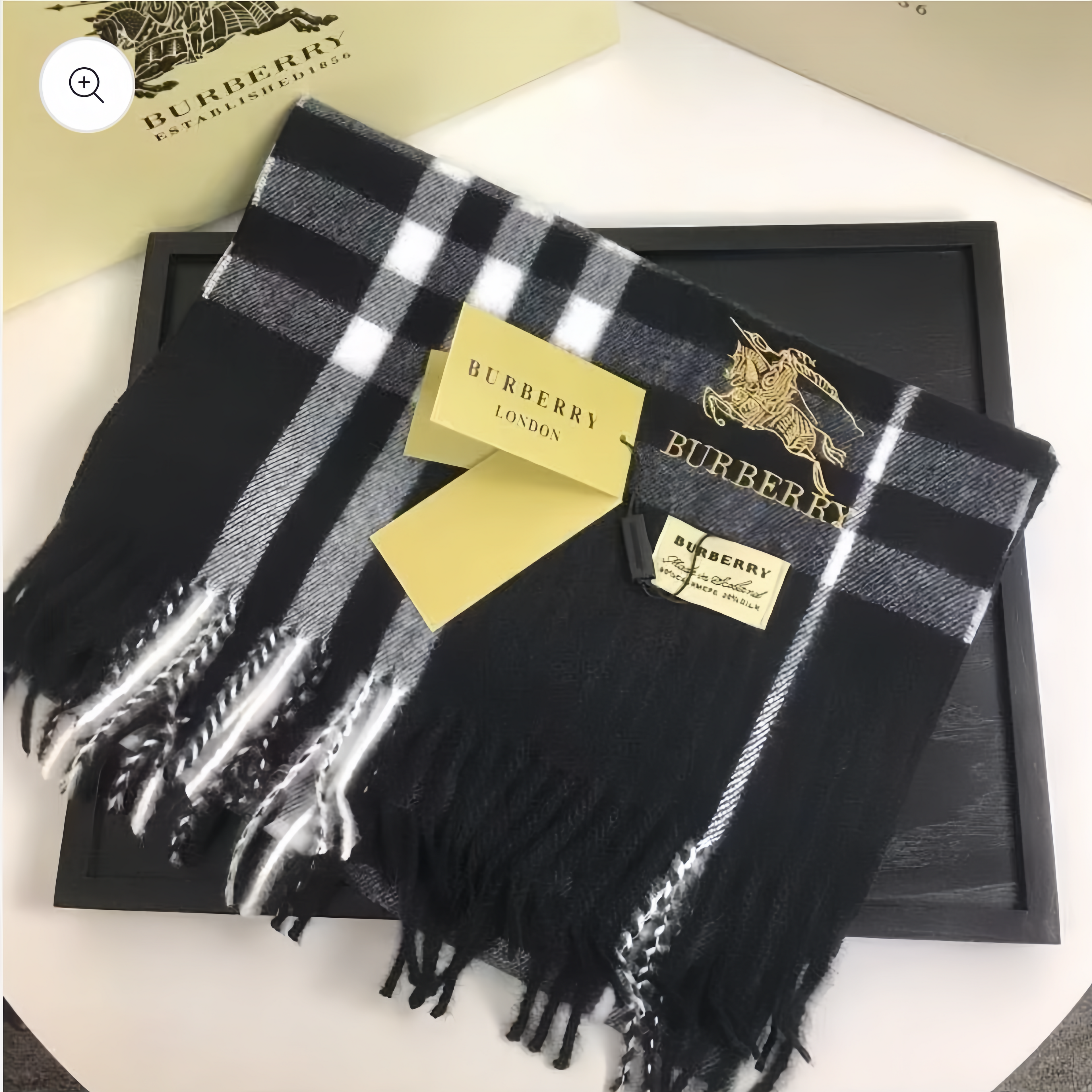 Hullmade Handcrafted Checked Cashmere Scarf, presented in a gift box