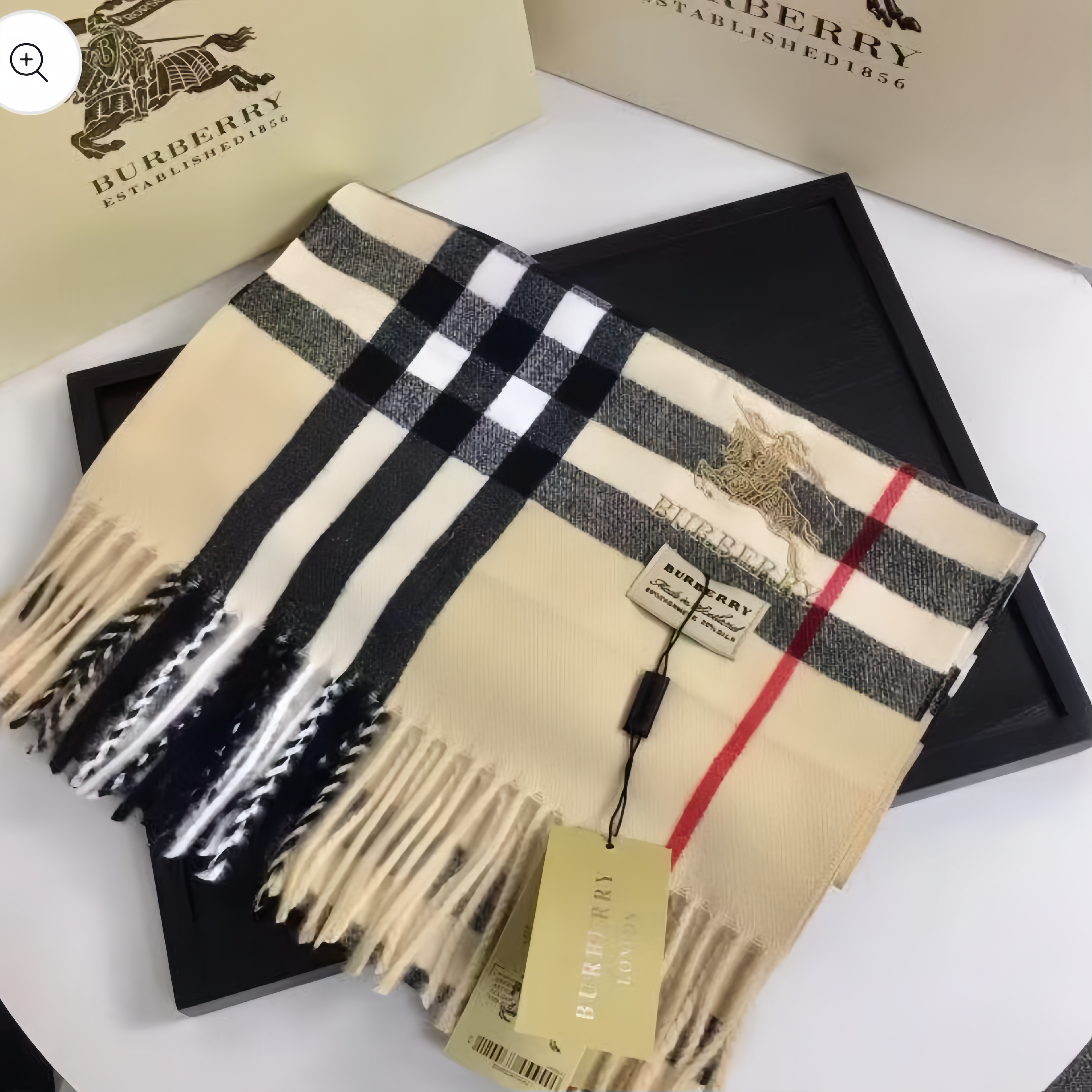 Hullmade Handcrafted Checked Cashmere Scarf, presented in a gift box