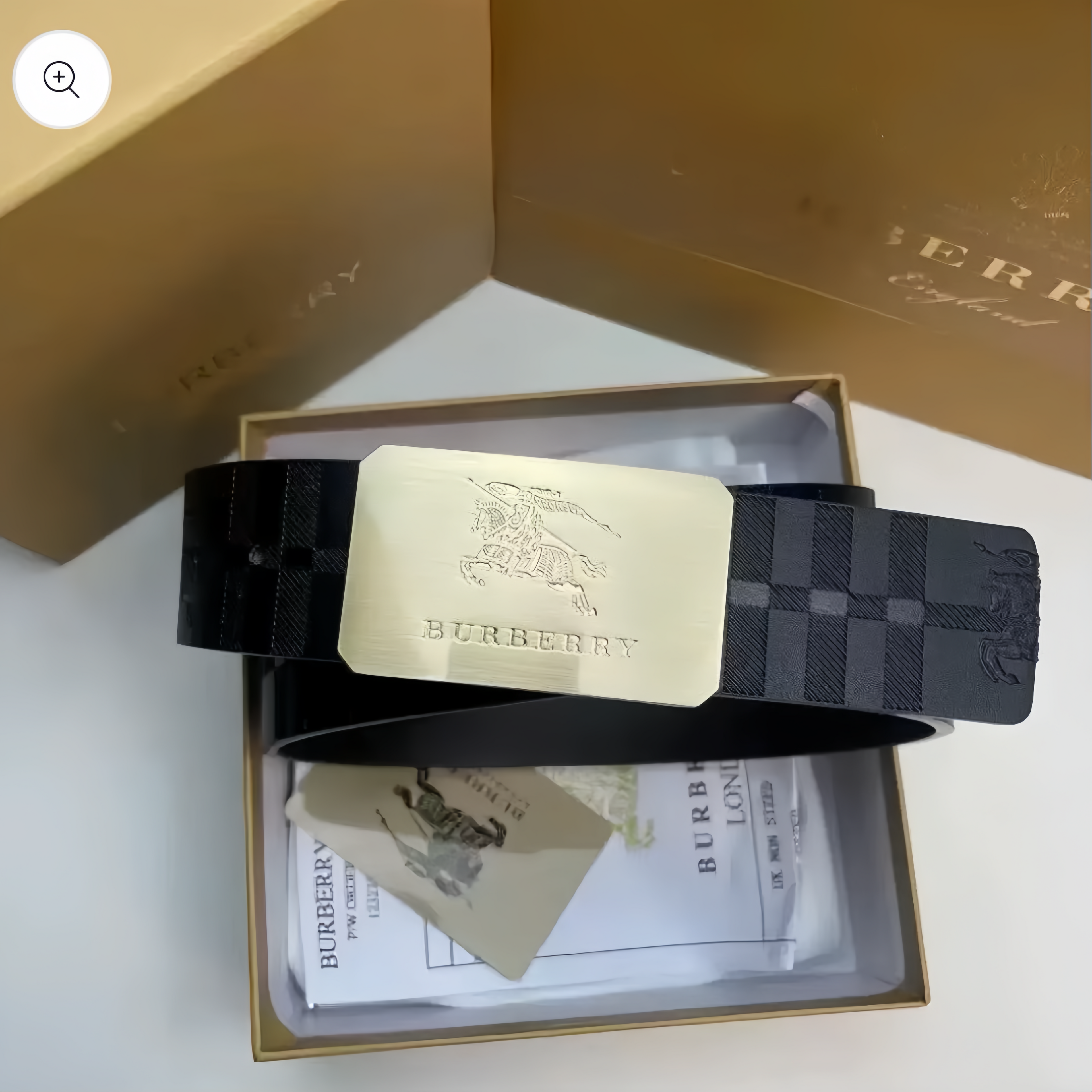 Men’s Plaid Belt with Knight Buckle – Textured Design for Business & Casual Wear