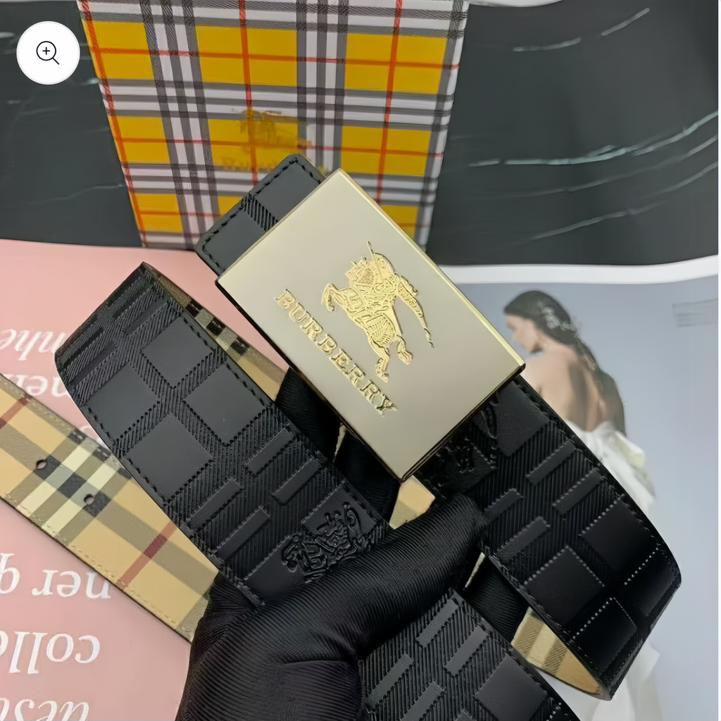 Men’s Plaid Belt with Knight Buckle – Textured Design for Business & Casual Wear