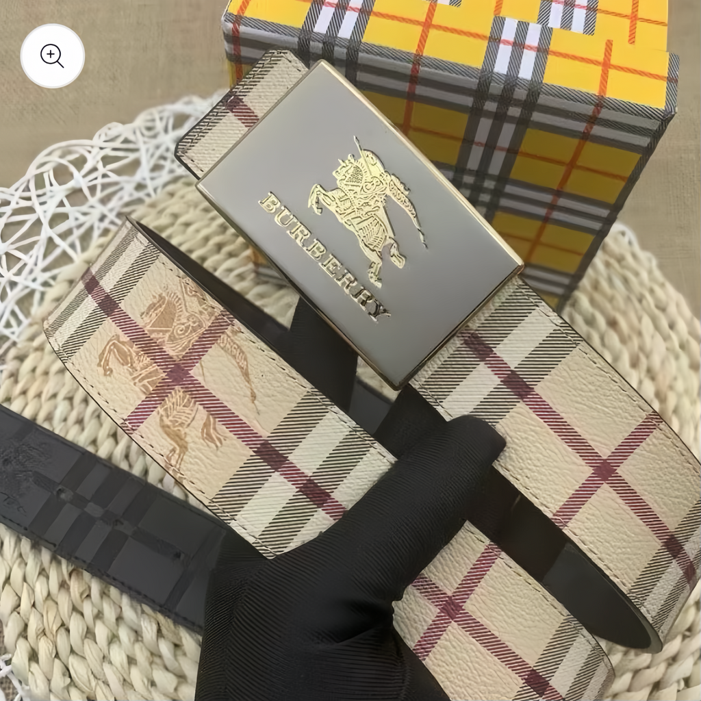 Men’s Plaid Belt with Knight Buckle – Textured Design for Business & Casual Wear