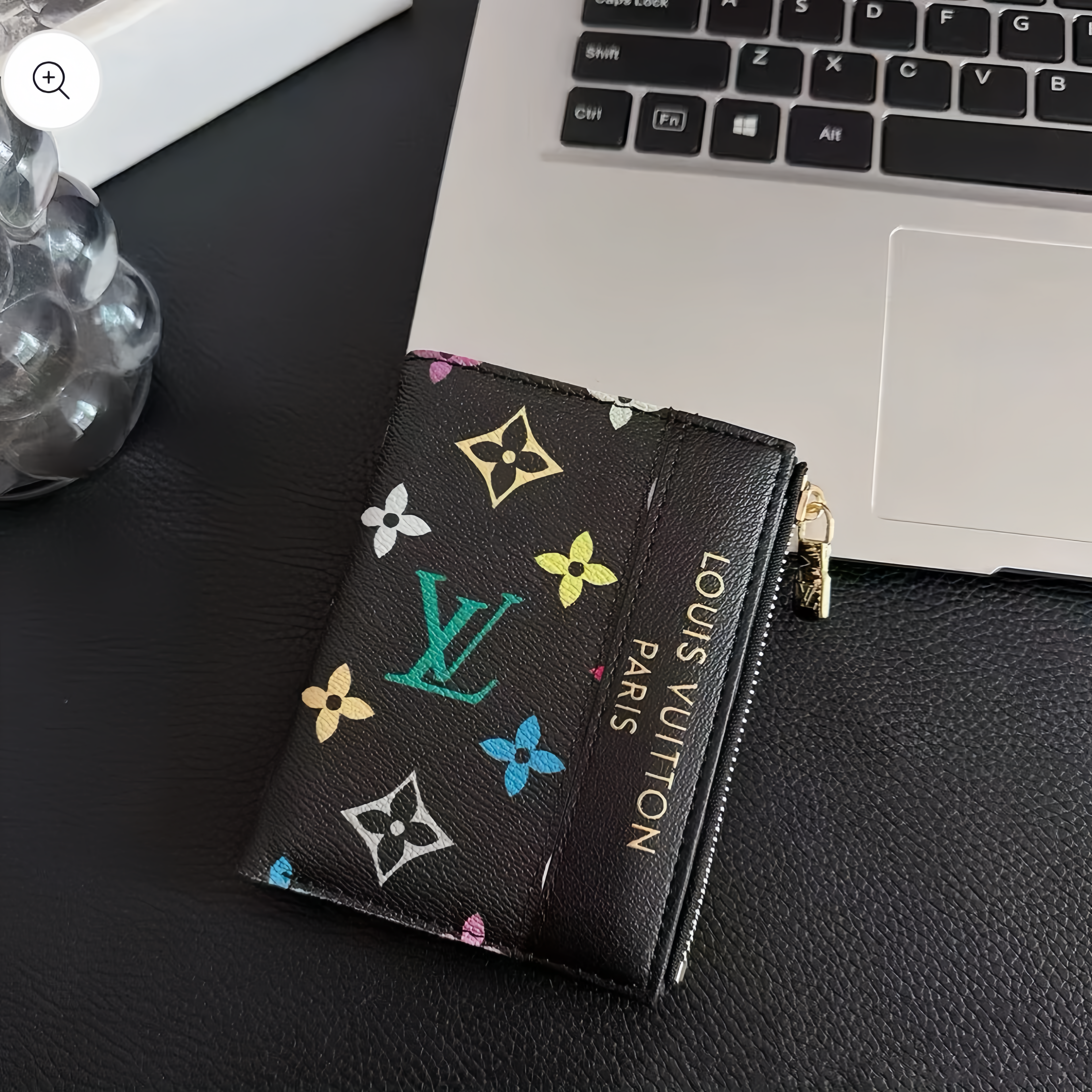 Compact Zip Wallet with Floral Pattern – Mini Multi-Color Card Holder