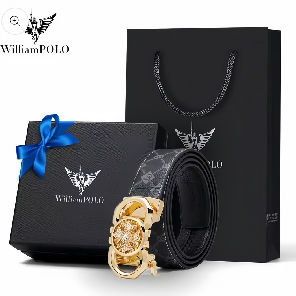 Patterned Automatic Buckle Men’s Belt Gift Set