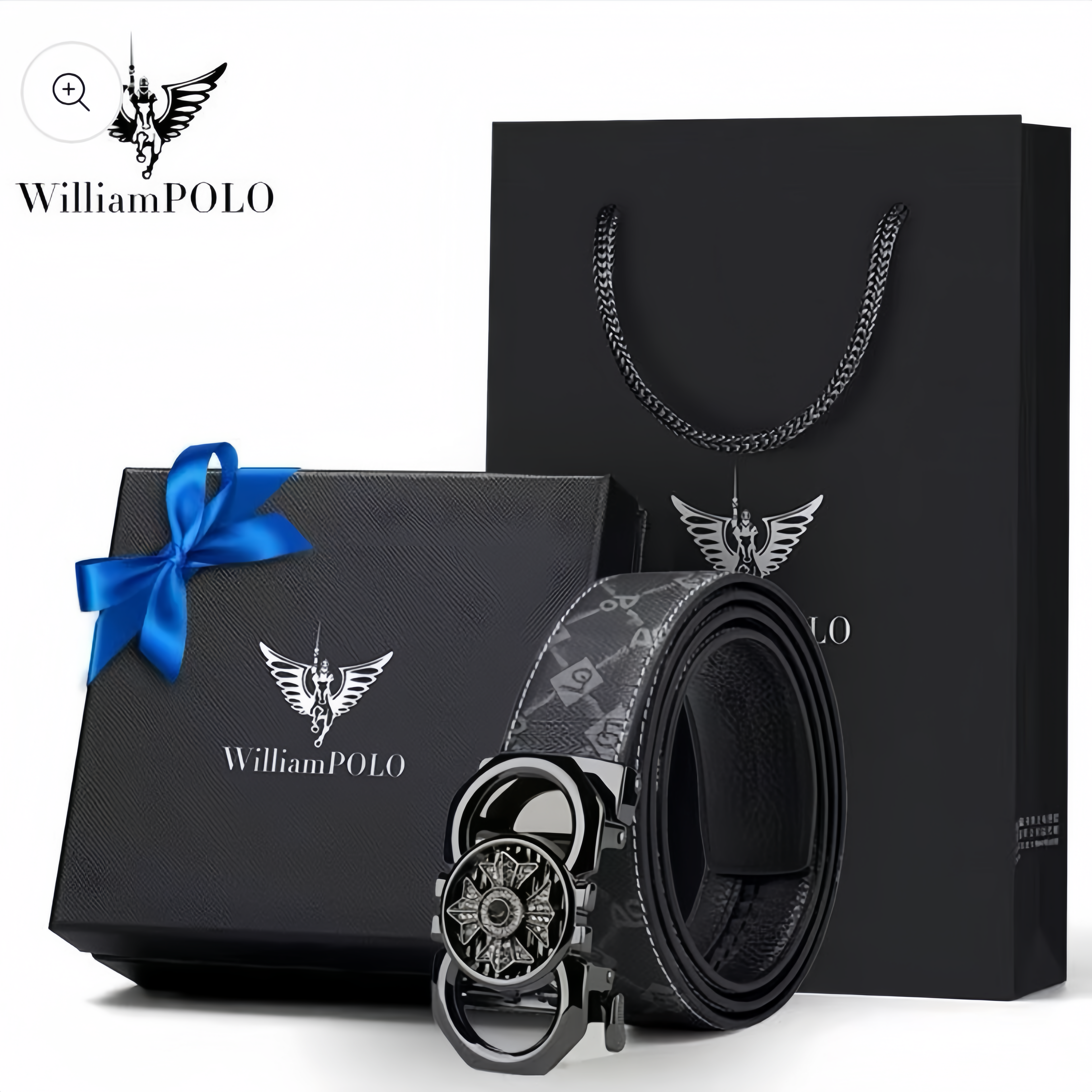 Patterned Automatic Buckle Men’s Belt Gift Set