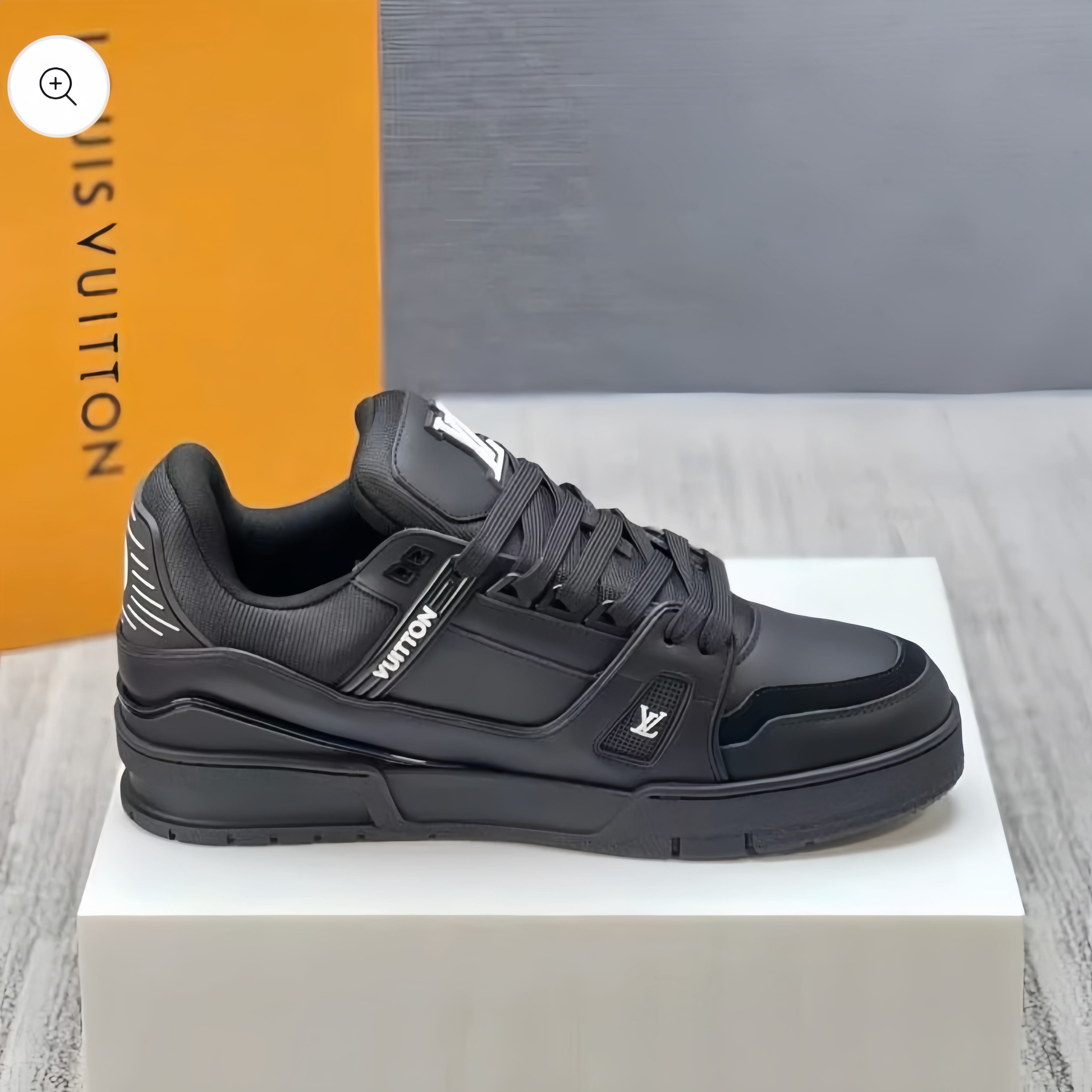 All-Black Low-Top Street Sneakers – Minimal Leather Design