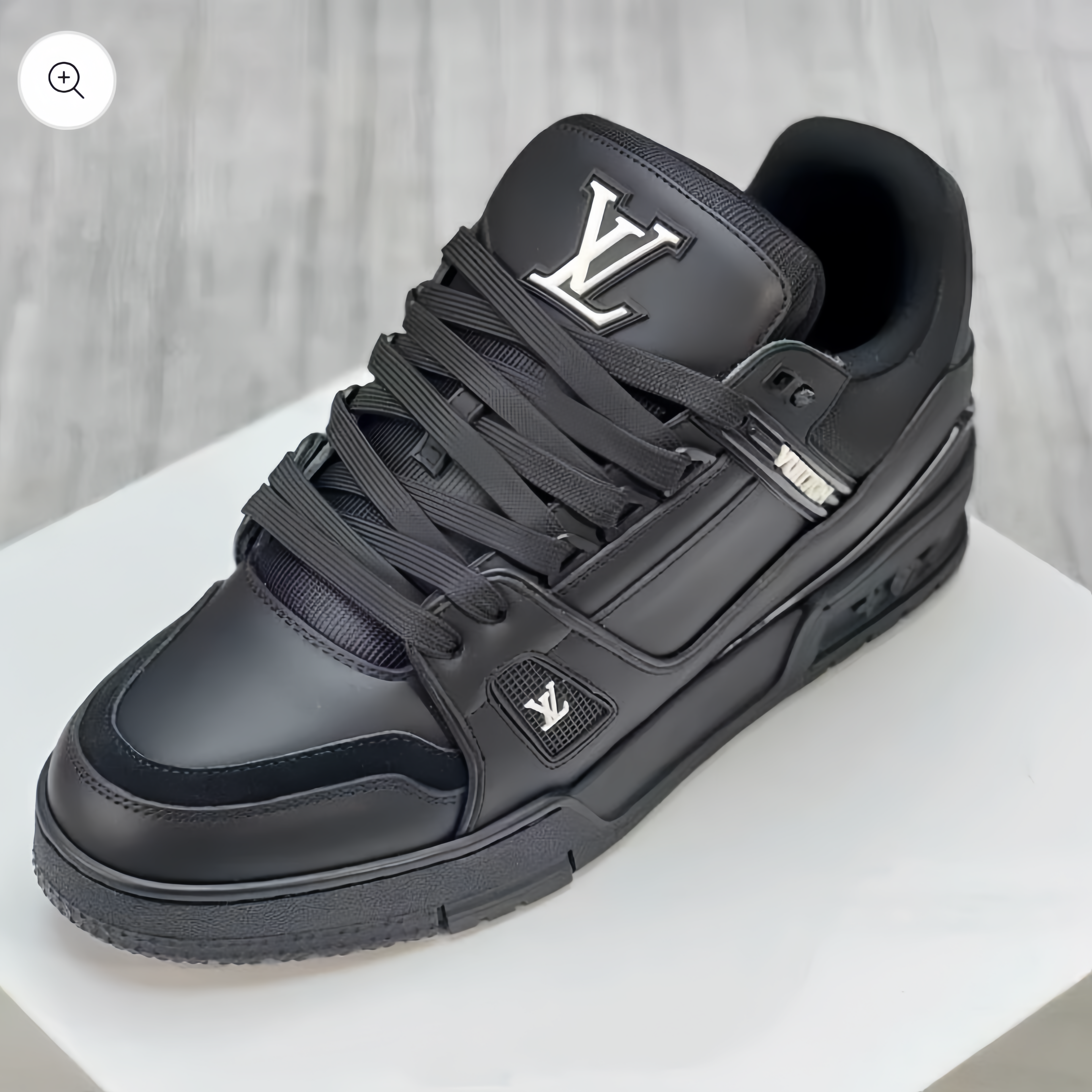 All-Black Low-Top Street Sneakers – Minimal Leather Design