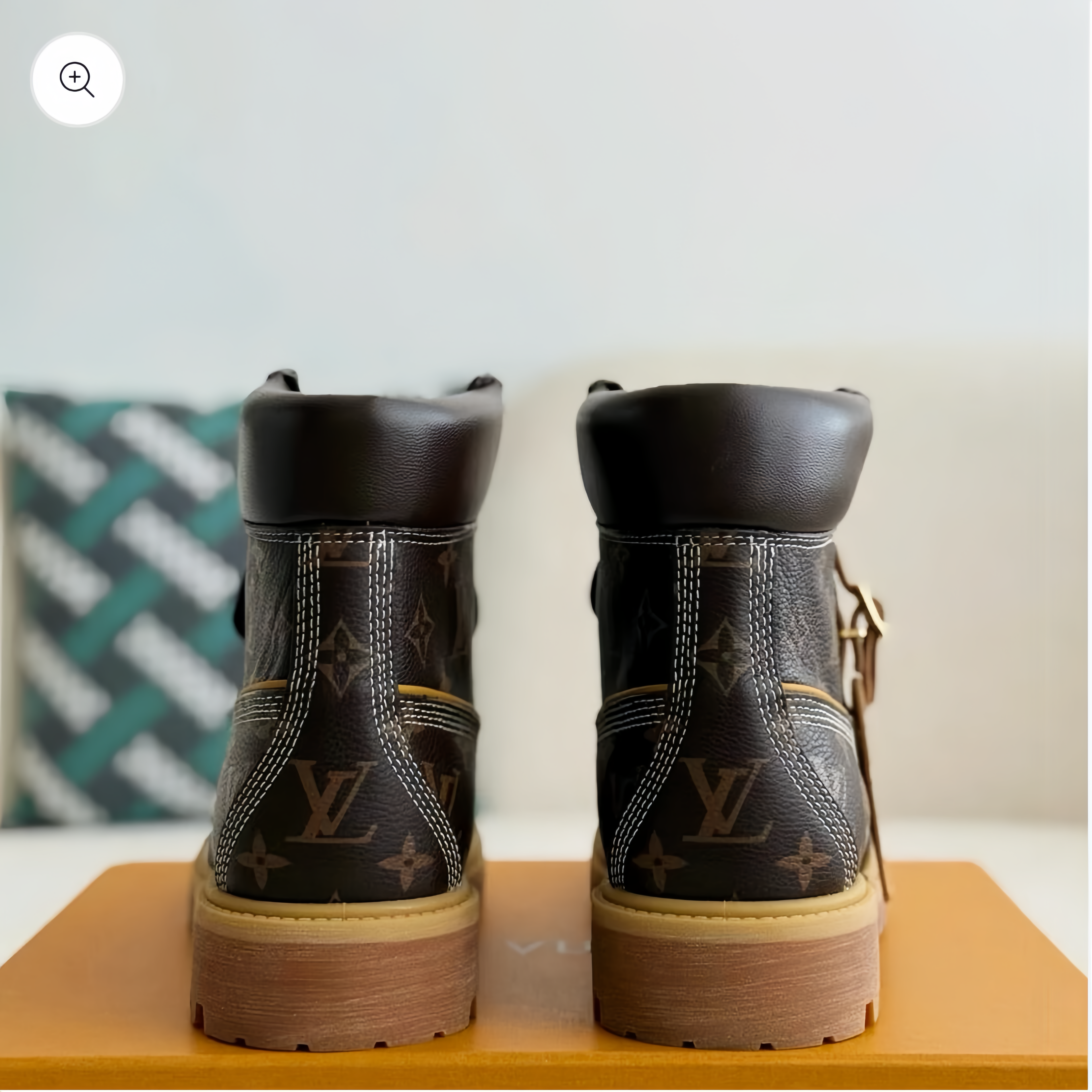 Brown Jacquard High-Top Work Boots – Premium Utility Style