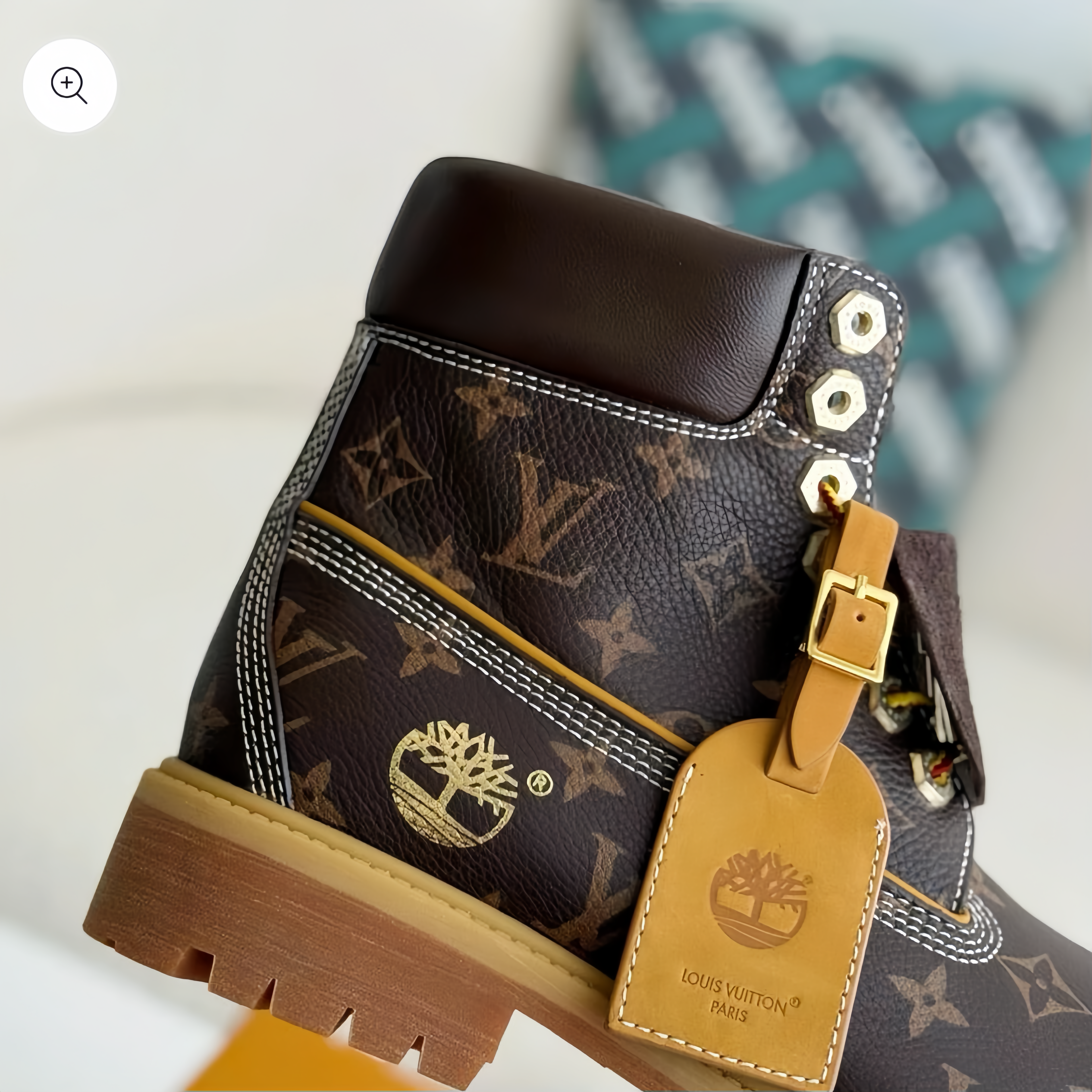 Brown Jacquard High-Top Work Boots – Premium Utility Style